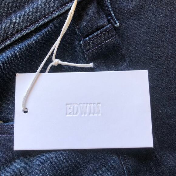 Edwin NWT Elin Relaxed Straight Leg Mid Rise Jeans Dark Indigo Legend Size 24 - Picture 12 of 16